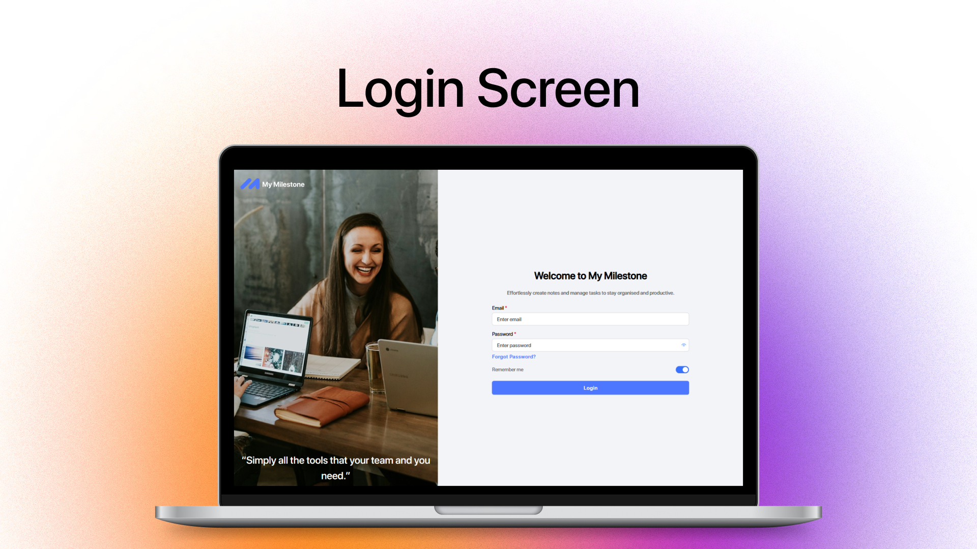 Login screen
